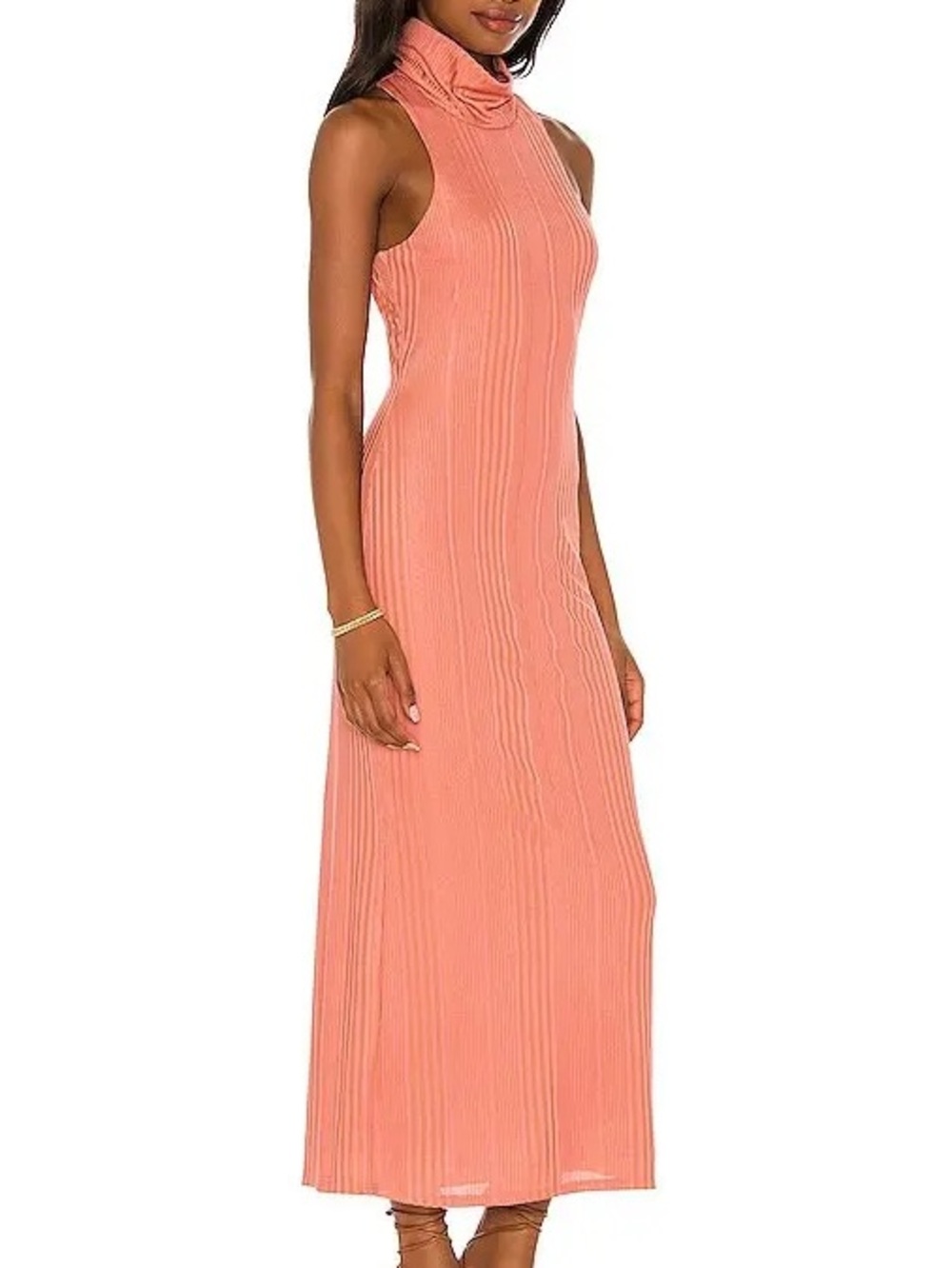 House of Harlow 1960 Sleeveless Turtleneck Maxi Dress in Coral